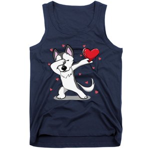 Funny Dabbing Husky Heart Valentine's Day Gifts Tank Top