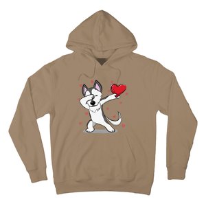 Funny Dabbing Husky Heart Valentine's Day Gifts Hoodie