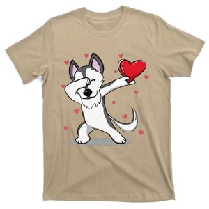 Funny Dabbing Husky Heart Valentine's Day Gifts T-Shirt