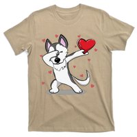 Funny Dabbing Husky Heart Valentine's Day Gifts T-Shirt