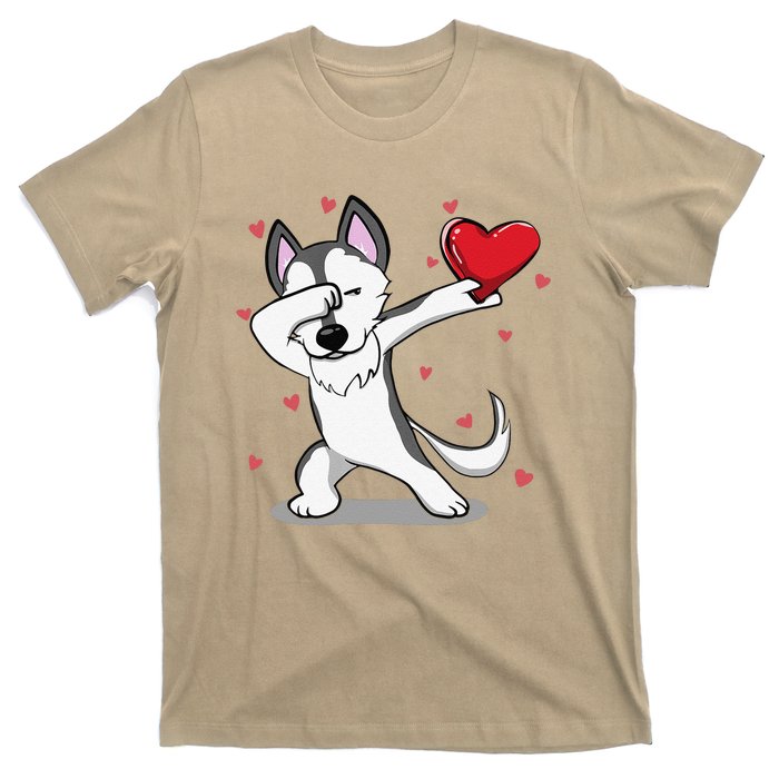 Funny Dabbing Husky Heart Valentine's Day Gifts T-Shirt