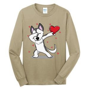 Funny Dabbing Husky Heart Valentine's Day Gifts Tall Long Sleeve T-Shirt