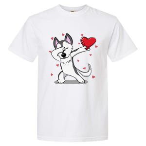 Funny Dabbing Husky Heart Valentine's Day Gifts Garment-Dyed Heavyweight T-Shirt