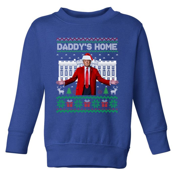 Funny DaddyS Home Trump Ugly Christmas Xmas Pajamas Cool Gift Toddler Sweatshirt