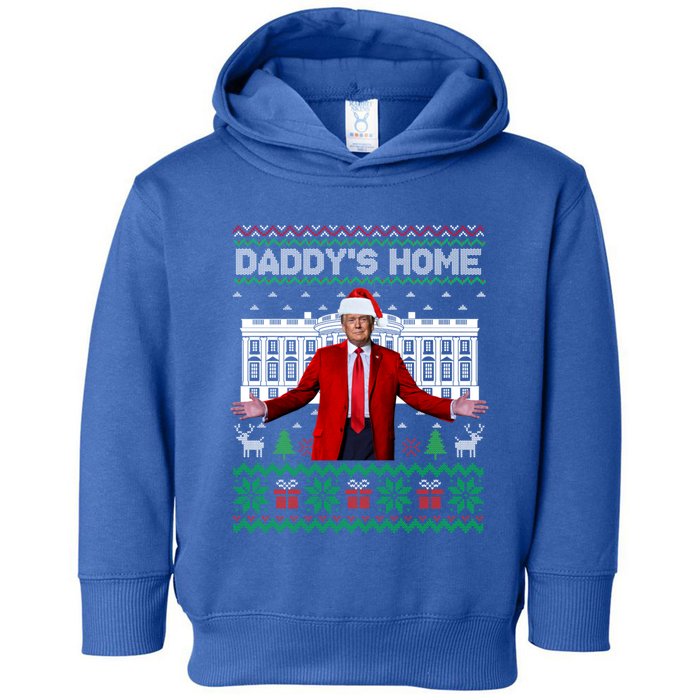 Funny DaddyS Home Trump Ugly Christmas Xmas Pajamas Cool Gift Toddler Hoodie