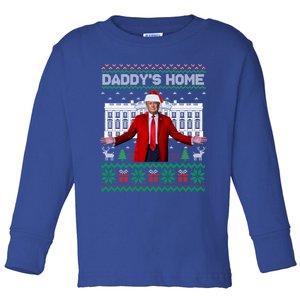 Funny DaddyS Home Trump Ugly Christmas Xmas Pajamas Cool Gift Toddler Long Sleeve Shirt