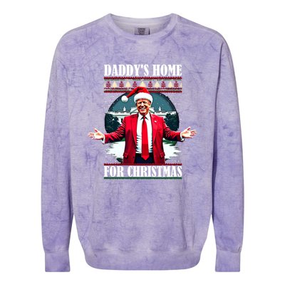 Funny DaddyS Home Trump Ugly Christmas Xmas Pajamas Cool Gift Colorblast Crewneck Sweatshirt