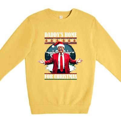 Funny DaddyS Home Trump Ugly Christmas Xmas Pajamas Cool Gift Premium Crewneck Sweatshirt