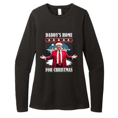 Funny DaddyS Home Trump Ugly Christmas Xmas Pajamas Cool Gift Womens CVC Long Sleeve Shirt