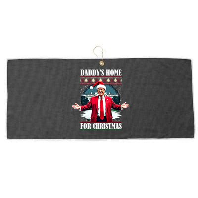 Funny DaddyS Home Trump Ugly Christmas Xmas Pajamas Cool Gift Large Microfiber Waffle Golf Towel