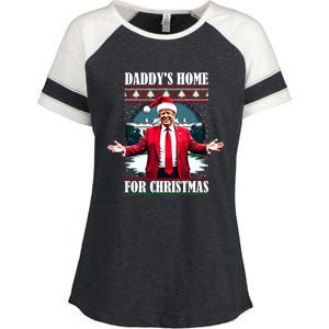 Funny DaddyS Home Trump Ugly Christmas Xmas Pajamas Cool Gift Enza Ladies Jersey Colorblock Tee