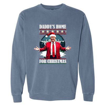 Funny DaddyS Home Trump Ugly Christmas Xmas Pajamas Cool Gift Garment-Dyed Sweatshirt