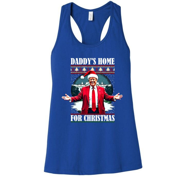 Funny DaddyS Home Trump Ugly Christmas Xmas Pajamas Cool Gift Women's Racerback Tank