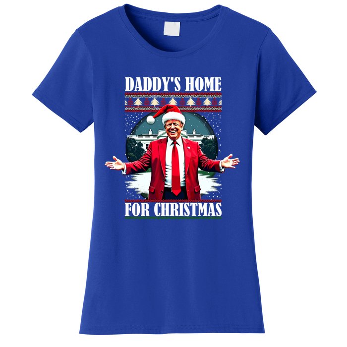 Funny DaddyS Home Trump Ugly Christmas Xmas Pajamas Cool Gift Women's T-Shirt