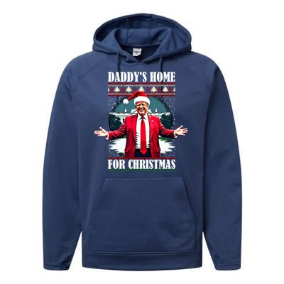 Funny DaddyS Home Trump Ugly Christmas Xmas Pajamas Cool Gift Performance Fleece Hoodie