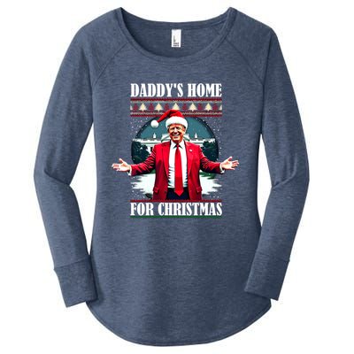 Funny DaddyS Home Trump Ugly Christmas Xmas Pajamas Cool Gift Women's Perfect Tri Tunic Long Sleeve Shirt