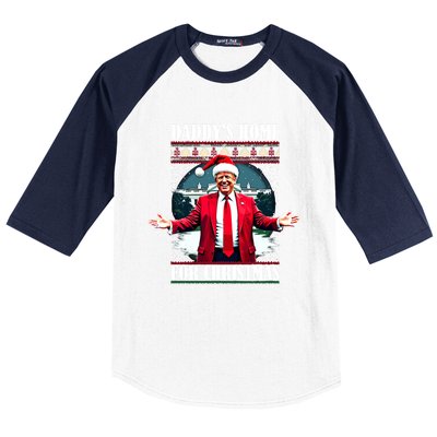 Funny DaddyS Home Trump Ugly Christmas Xmas Pajamas Cool Gift Baseball Sleeve Shirt