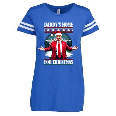 Funny DaddyS Home Trump Ugly Christmas Xmas Pajamas Cool Gift Enza Ladies Jersey Football T-Shirt