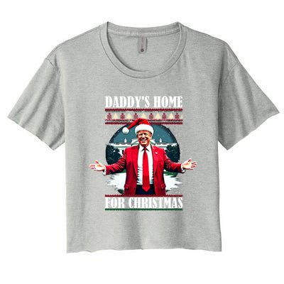 Funny DaddyS Home Trump Ugly Christmas Xmas Pajamas Cool Gift Women's Crop Top Tee