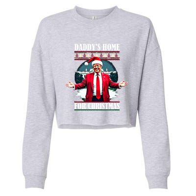 Funny DaddyS Home Trump Ugly Christmas Xmas Pajamas Cool Gift Cropped Pullover Crew