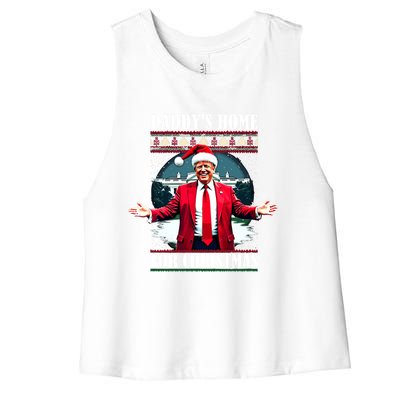 Funny DaddyS Home Trump Ugly Christmas Xmas Pajamas Cool Gift Women's Racerback Cropped Tank