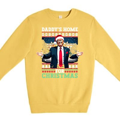 Funny DaddyS Home Trump Ugly Christmas Xmas Pajamas Gift Premium Crewneck Sweatshirt