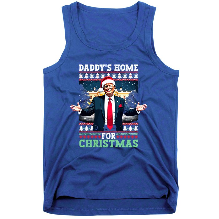 Funny DaddyS Home Trump Ugly Christmas Xmas Pajamas Gift Tank Top