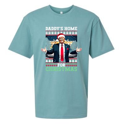 Funny DaddyS Home Trump Ugly Christmas Xmas Pajamas Gift Sueded Cloud Jersey T-Shirt