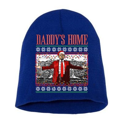 Funny DaddyS Home Trump Ugly Christmas Xmas Pajamas Cool Gift Short Acrylic Beanie