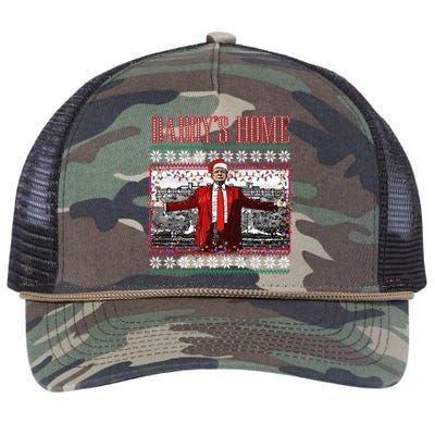 Funny DaddyS Home Trump Ugly Christmas Xmas Pajamas Cool Gift Retro Rope Trucker Hat Cap