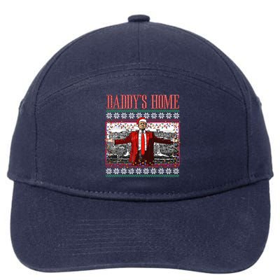 Funny DaddyS Home Trump Ugly Christmas Xmas Pajamas Cool Gift 7-Panel Snapback Hat