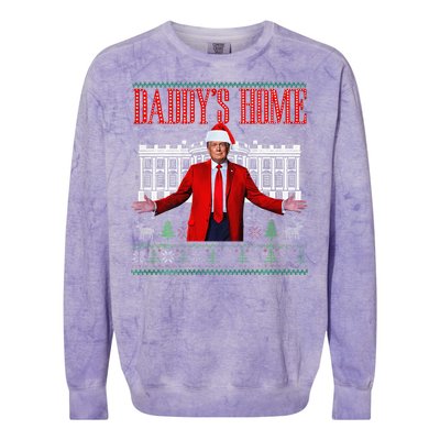 Funny DaddyS Home Trump Christmas Xmas Pajamas Colorblast Crewneck Sweatshirt