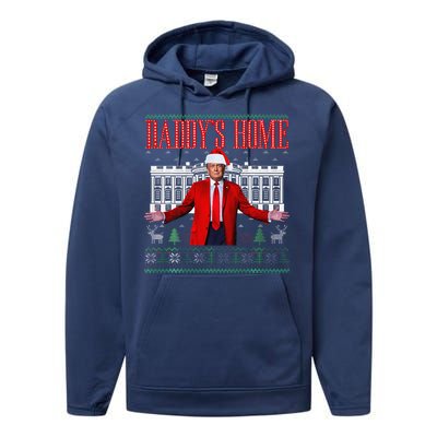 Funny DaddyS Home Trump Christmas Xmas Pajamas Performance Fleece Hoodie