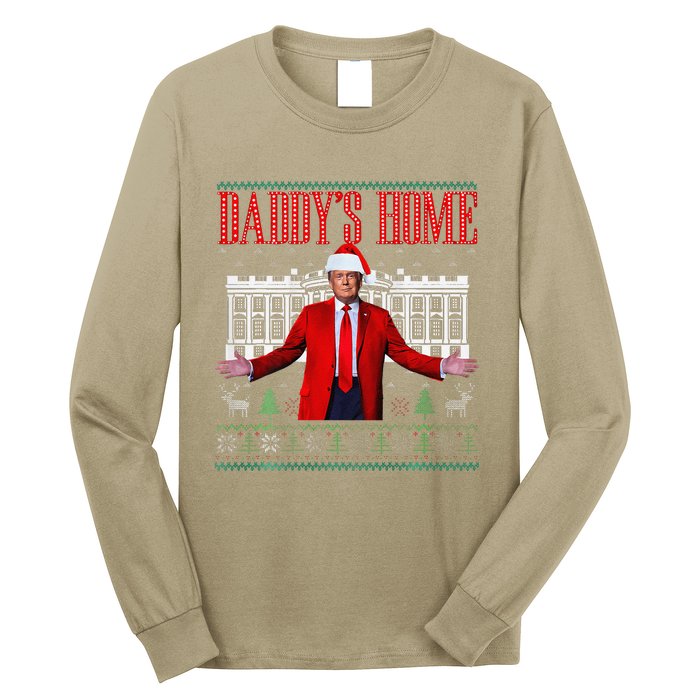 Funny DaddyS Home Trump Christmas Xmas Pajamas Long Sleeve Shirt