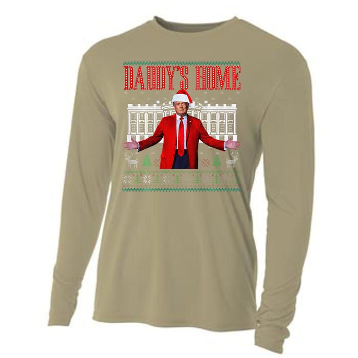 Funny DaddyS Home Trump Christmas Xmas Pajamas Cooling Performance Long Sleeve Crew