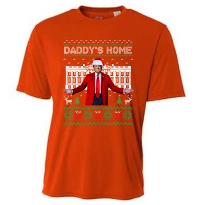 Funny DaddyS Home Trump Ugly Christmas Xmas Cool Gift Cooling Performance Crew T-Shirt