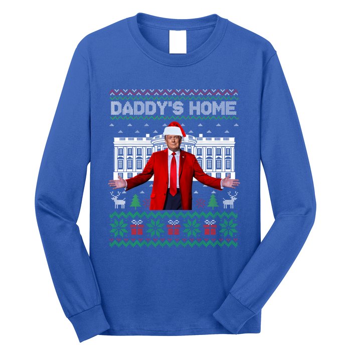 Funny DaddyS Home Trump Ugly Christmas Xmas Cool Gift Long Sleeve Shirt