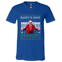 Funny DaddyS Home Trump Ugly Christmas Xmas Cool Gift V-Neck T-Shirt