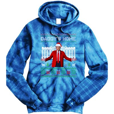 Funny DaddyS Home Trump Ugly Christmas Xmas Cool Gift Tie Dye Hoodie