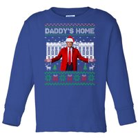 Funny DaddyS Home Trump Ugly Christmas Xmas Cool Gift Toddler Long Sleeve Shirt