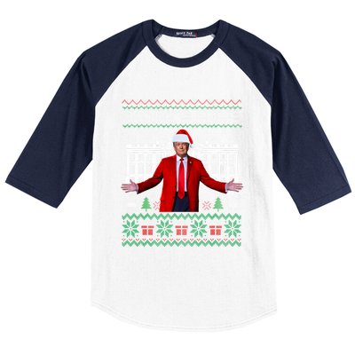 Funny DaddyS Home Trump Ugly Christmas Xmas Cool Gift Baseball Sleeve Shirt