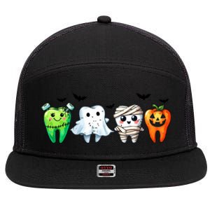 Funny Dentist Halloween Dental Squad Boo Cute Cavity Season Great Gift 7 Panel Mesh Trucker Snapback Hat