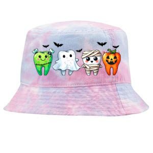 Funny Dentist Halloween Dental Squad Boo Cute Cavity Season Great Gift Tie-Dyed Bucket Hat