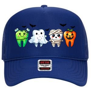 Funny Dentist Halloween Dental Squad Boo Cute Cavity Season Great Gift High Crown Mesh Back Trucker Hat