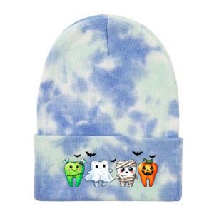 Funny Dentist Halloween Dental Squad Boo Cute Cavity Season Great Gift Tie Dye 12in Knit Beanie