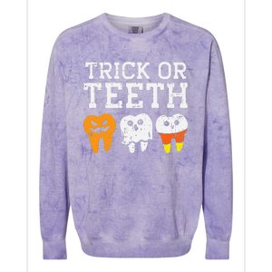 Funny Dental Halloween Treat Dentist Gift Trick or Teeth Colorblast Crewneck Sweatshirt