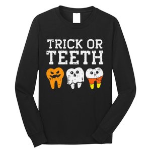 Funny Dental Halloween Treat Dentist Gift Trick or Teeth Long Sleeve Shirt