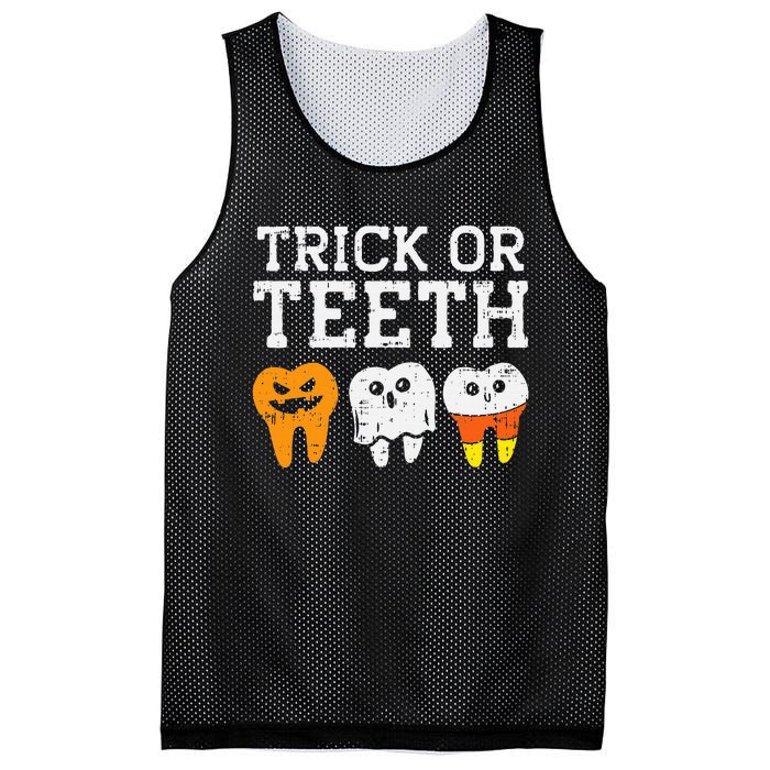 Funny Dental Halloween Treat Dentist Gift Trick or Teeth Mesh Reversible Basketball Jersey Tank