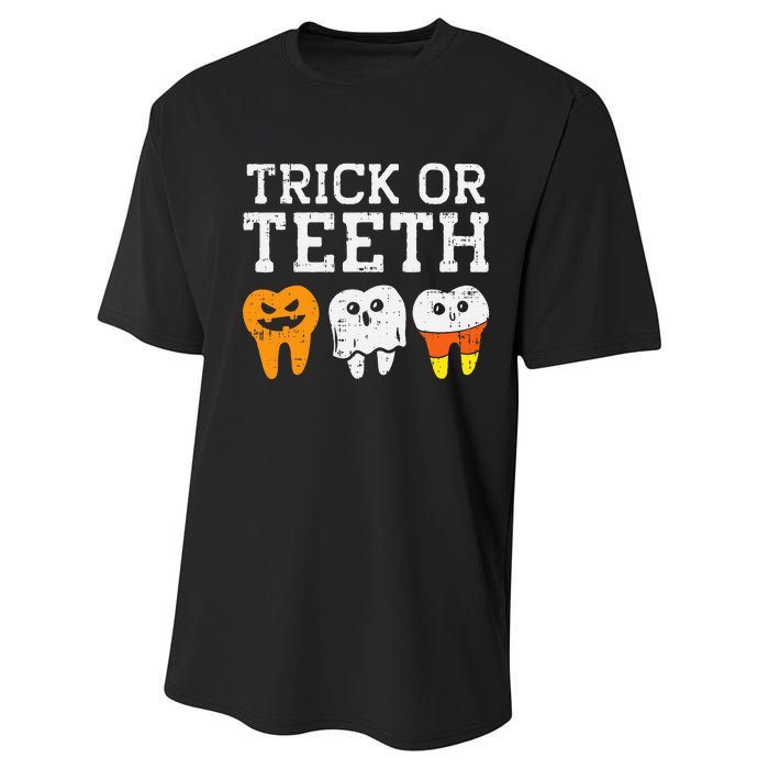 Funny Dental Halloween Treat Dentist Gift Trick or Teeth Performance Sprint T-Shirt