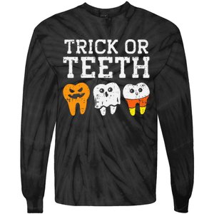 Funny Dental Halloween Treat Dentist Gift Trick or Teeth Tie-Dye Long Sleeve Shirt